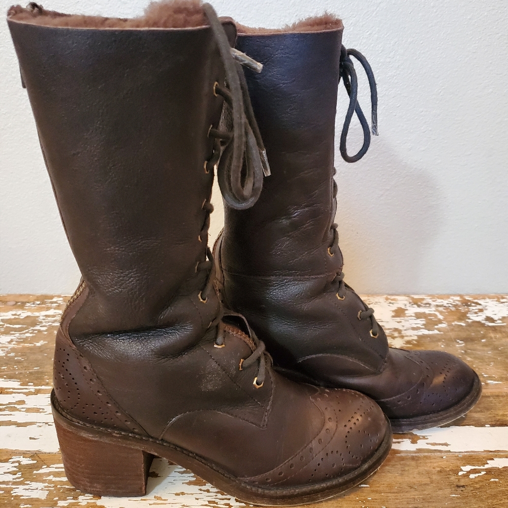 Kelsi Dagger Brown Heeled Mid Calf Boot Size 8.5